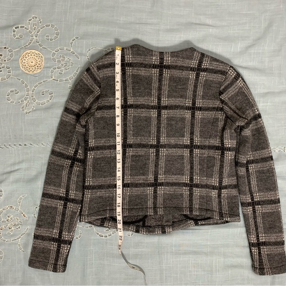 Joie gray plaid wool jacket with asymmetrical zipper - Picture 11 of 12